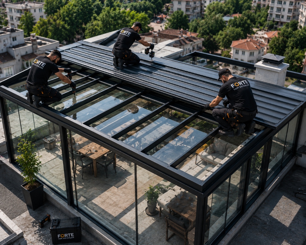 Suadiye Dubleks Daire Teras Cam Tavan Kış Bahçesi Montajı